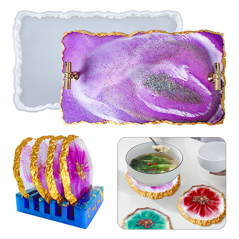 DM413 Drusy Coaster Resin Mold - Serving Tray Mold ulasan dan harga